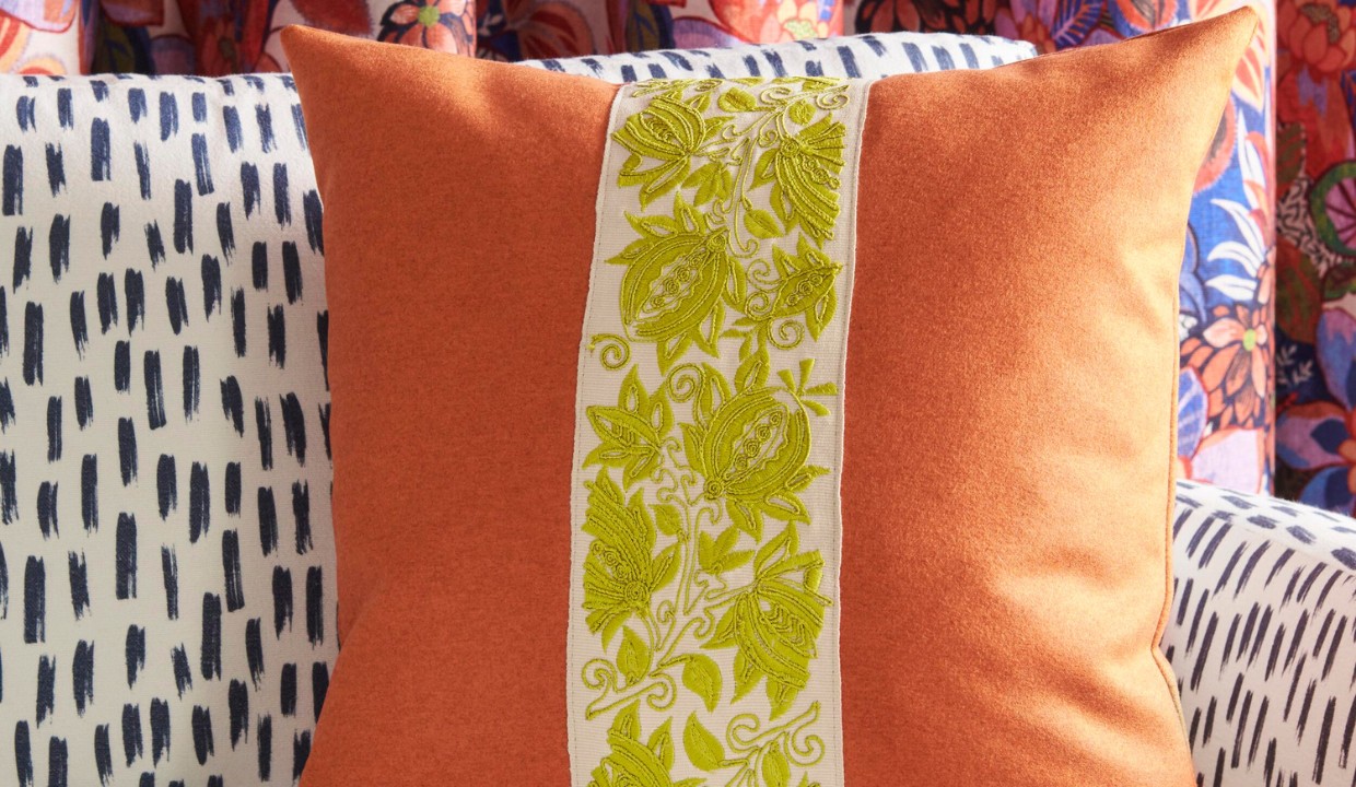 Orange and gold pillow