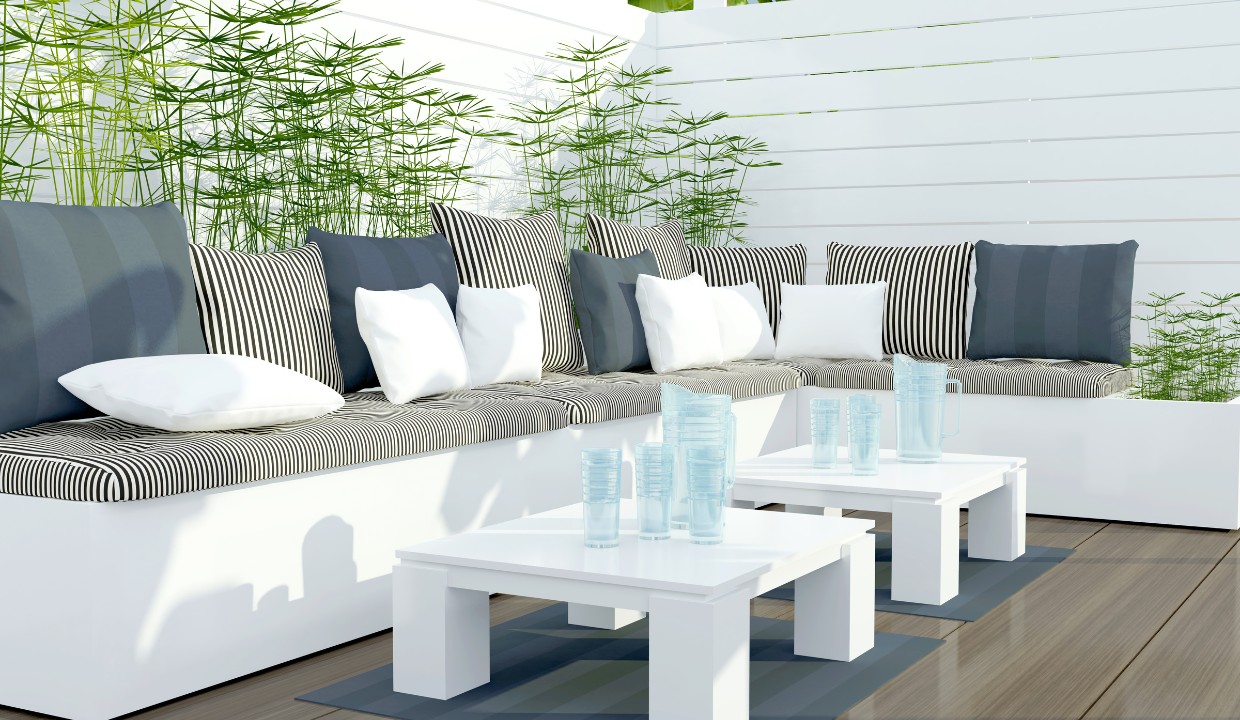 Commercial style outdoor seating area