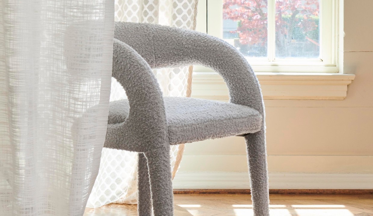 Gray wooly fabric chair