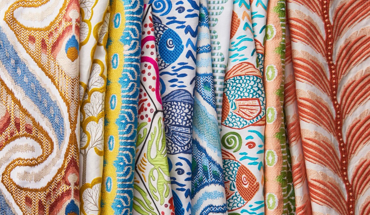 Loud colorful fabric rolls