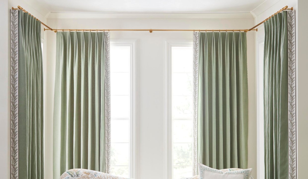 Curtains and curtain rods in a bright room in Thousand Oaks