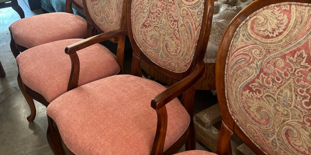 Reupholstered chairs in Daniels Design House Workshop